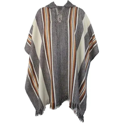 Gamboa Alpaca Poncho Hombre con Capucha Estilo Mexicano
